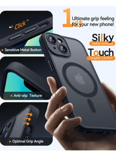 ESCASE Magnetic Cover for iPhone 13 (6.1 Inches) MagSafe Compatible [Full Camera Protection], Translucent Matte Slim Protective Shockproof Case, Black  - Image 5