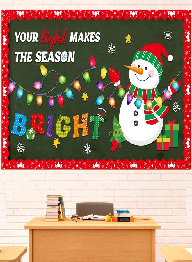 Funrous Christmas Bulletin Board Decoration Set Xmas Tree Classroom Decor Snowman Santa Claus Gnome Snowflake Cutout Winter Border Trim for Xmas Holiday Office Wall Door Supplies (Light Bulb) - Image 1