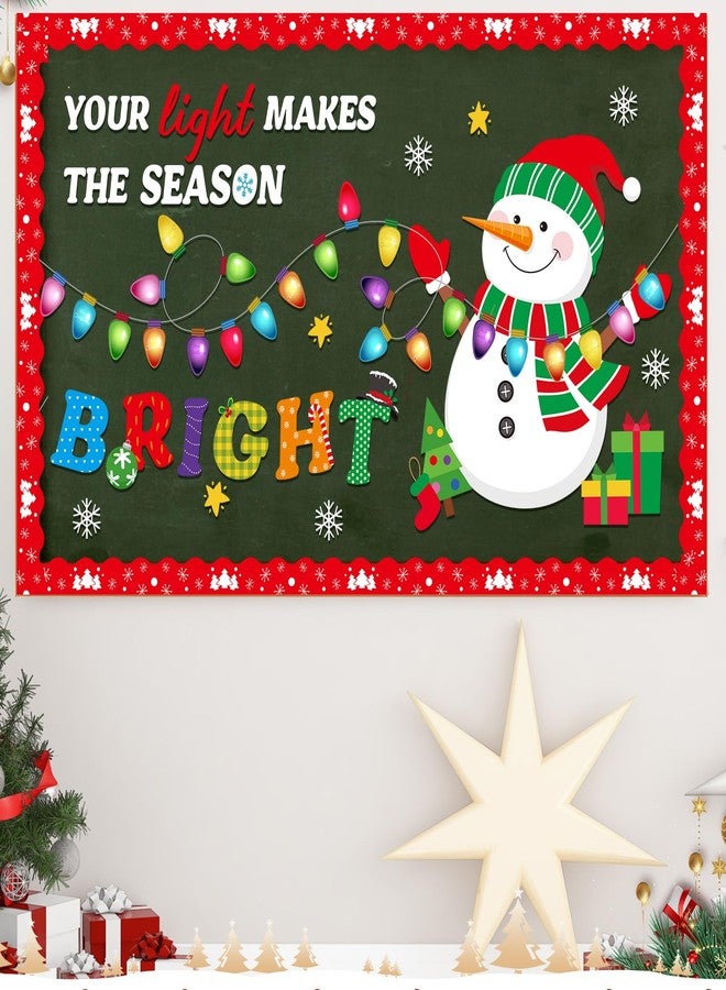 Funrous Christmas Bulletin Board Decoration Set Xmas Tree Classroom Decor Snowman Santa Claus Gnome Snowflake Cutout Winter Border Trim for Xmas Holiday Office Wall Door Supplies (Light Bulb) - Image 5