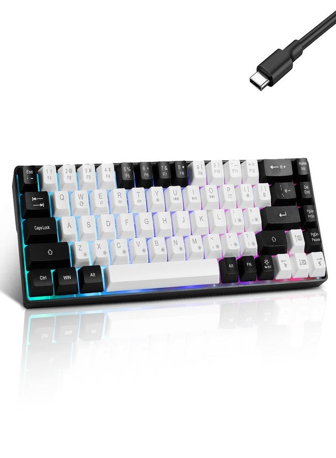 Guiheng Wired Portable 60% Mechanical Gaming Keyboard,RGB LED Backlit Compact 68 Keys Mini Wired Office Keyboard with Red Switch for Windows Laptop PC Mac - White - Image 2