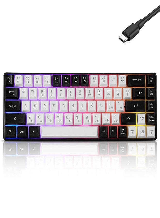 Guiheng Wired Portable 60% Mechanical Gaming Keyboard,RGB LED Backlit Compact 68 Keys Mini Wired Office Keyboard with Red Switch for Windows Laptop PC Mac - White - Image 1