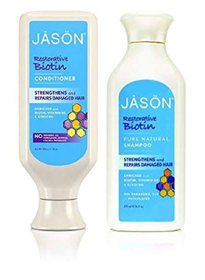 Jason All Natural Organic Biotin Shampoo And Conditioner For Hair Growth And Stopping Hair Loss 16 Fl. Oz. Each Packaging May Vary - Image 1
