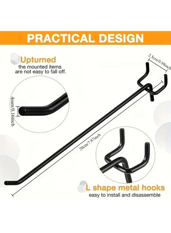 30pcs Black Stainless Steel Pegboard Hooks 8 Inch for Garage Storage Organization - Image 4