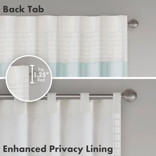 Madison Park Window Curtain Single Panel Faux Silk, Elegant Pleats, Rod Pocket Curtains for Living Room Privacy, Room Darkening Window Curtain for Bedroom and Dorm, Amherst, 50x84, Aqua - Image 4