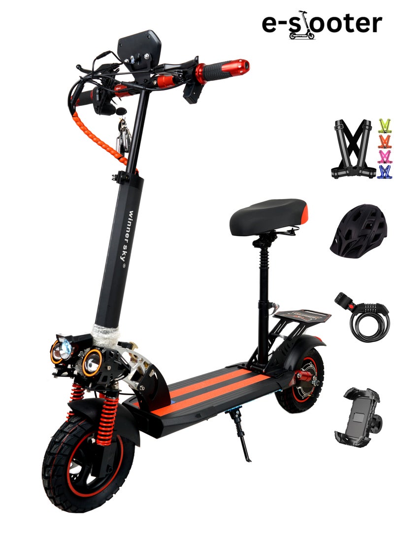 Winner Sky Sky E10 Pro (Plus) Electric Scooter – Powerful Motor, Excellent Speed, 35-40Km Range With A 48V13Ah Battery, Big Digital Display, Bluetooth, 10" Off-Road Tires, Foldable E Scooter, Includes Free Helmet, Toolkit, Safety Belt, Lock, Pump & Mobile Holder  - Image 2
