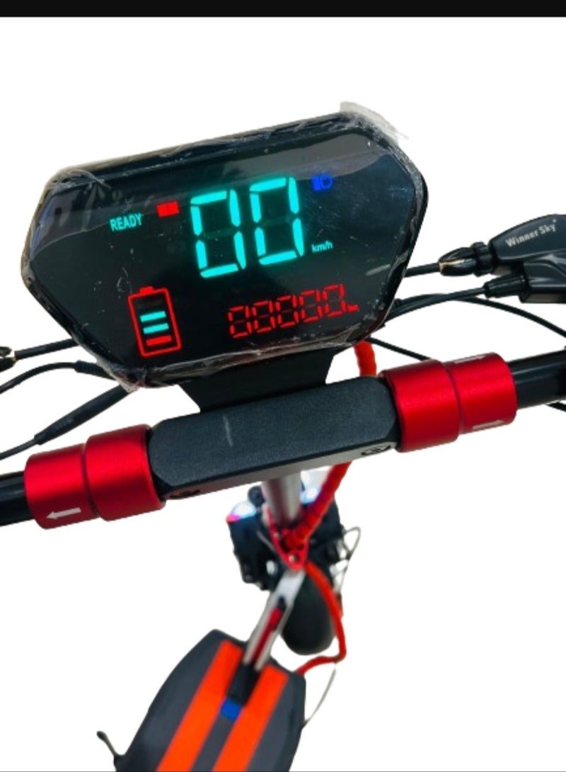 وينر سكاي الفائز سكاي E10 برو (بلس) سكوتر كهربائي – محرك قوي، سرعة ممتازة، مدى 35-40 كم مع بطارية 48V13AH، شاشة رقمية كبيرة، بلوتوث، إطارات 10" للطرق الوعرة، سكوتر قابل للطي، يشمل خوذة مجانية، مجموعة أدوات، حزام أمان، قفل، مضخة وحامل للهاتف المحمول. - Image 5