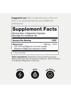 Toniiq Toniiq 3,000mg Ultra High Strength Magnesium Glycinate - 240 Veggie Capsules  - Image 2