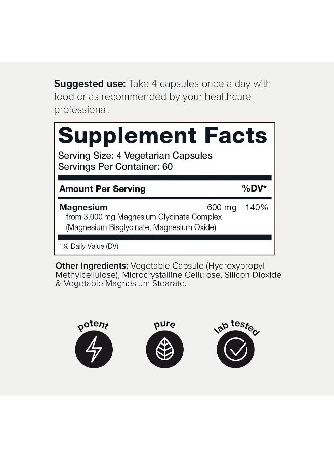 Toniiq Toniiq 3,000mg Ultra High Strength Magnesium Glycinate - 240 Veggie Capsules  - Image 2