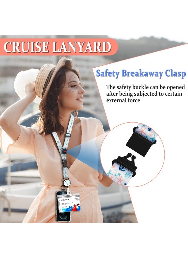 Kaptron - Cruise Lanyards, 2 Pack Adjustable Lanyard With Retractable Badge Key Reel, Phone Tether Tab And Waterproof Id Badge Holder For All Cruises Key Cards (Style B) - Image 1