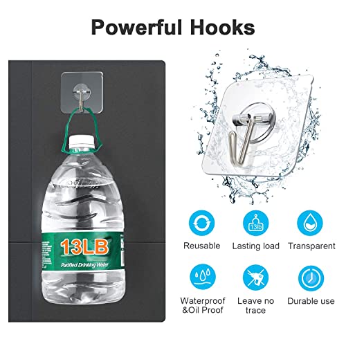 ZNBEN Adhesive Hooks Removable Wall Hook 13 LB Ceiling Hooks Transparent Seamless Waterproof and Oil Proof for Cabinet Kitchen Bathroom Ceiling Office Window 24 Pack - Image 4