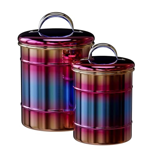 Amici Home Rainbow Metal Storage Canister | Set of 2 | Airtight Lid | 38 & 64 Ounce Capacity | Modern Home Décor | Decorative Metal Canisters for Kitchen Countertop - Image 1