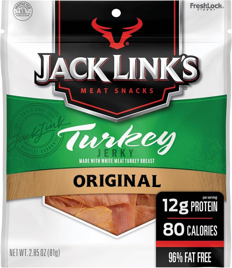 Jack Link's لحم الديك الرومي المجفف الأصلي من جاك لينك - 2.85 أونصة (81 جرام) - وجبة خفيفة غنية بالبروتين - Image 1