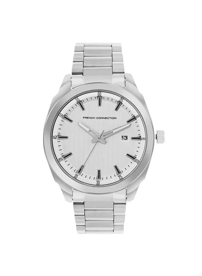 French Connection 42mm Men's Quartz Watch with Silver Dial