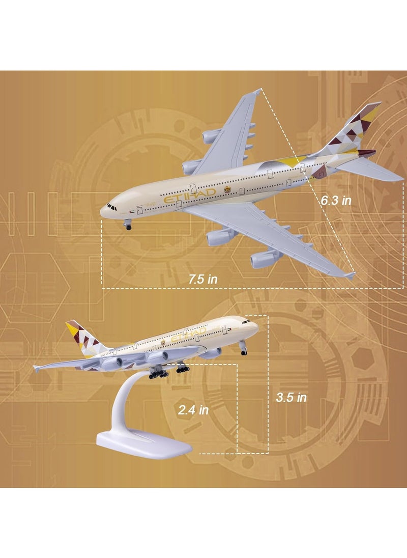 Model Airplane 1:300 Scale Model Etihad Airbus 380 Model Plane Metal Alloy Model for Gift and Decoration  - Image 5