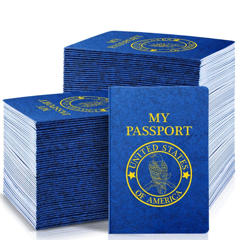 Woanger 50 Pcs Blank Passport for Kids Book Passport Notebook Blue Bulk 4 x 55 Inch Play Fake Pass Port for Travel Operation World Travel Activity Classic - Image 3