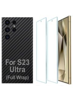 SARAOONT Samsung Galaxy S23 Ultra 1 Piece Carbon Fiber Skin Wrap and 2 Piece 10H Screen Protectors  - Image 1