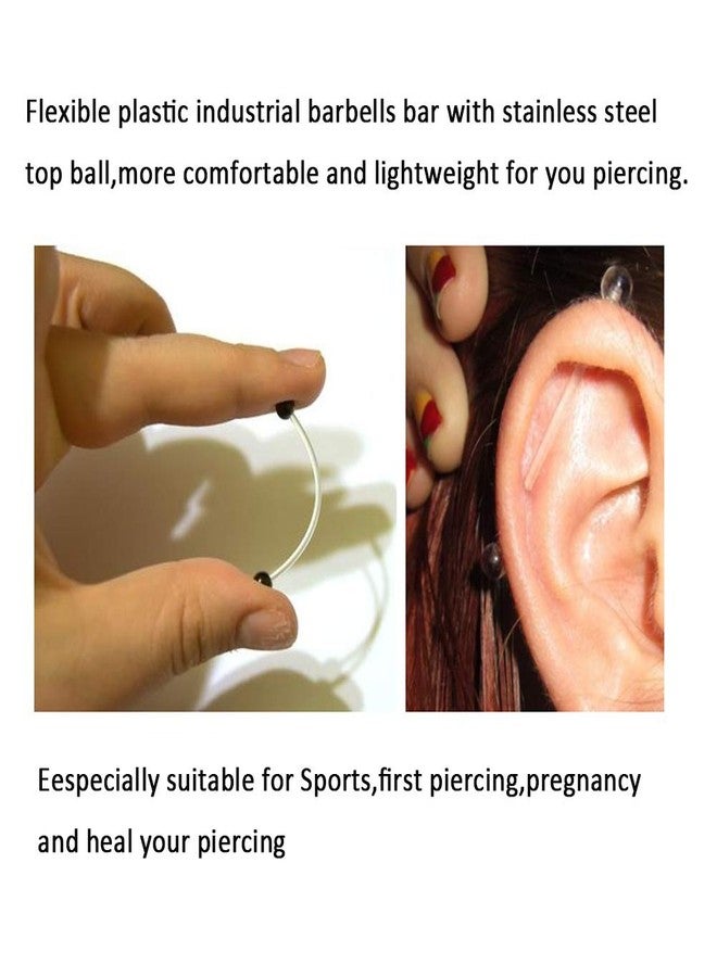 FECTAS 14G Industrial Barbells Cartilage Piercing Flexible Bar Helix-Conch Piercing Bar 6PCS 1 1/4in(32mm) - Image 3