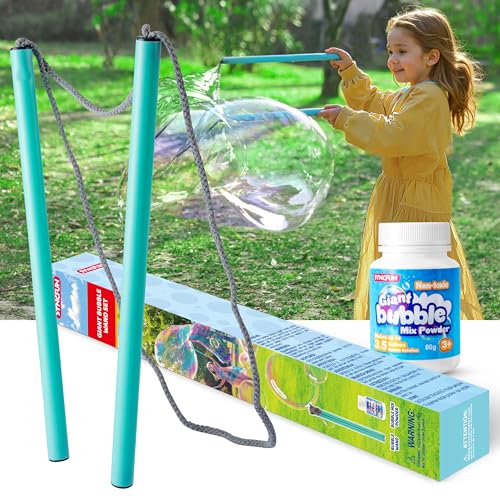 SYNCFUN Giant Bubble Wand Kit 3Piece Set with Concentrate SolutionUp to 35 Gallons Big Bubble Wand Set with Mix Powder Outdoor Toy for Kids Boys Girl Party Summer - Image 1