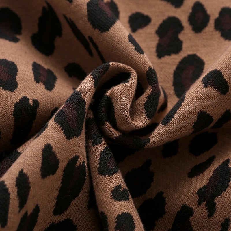 2024 cross-border autumn children's clothing GL2099# yarn-dyed wool leopard rib neckline, cuff single t factory outlet - Image 5