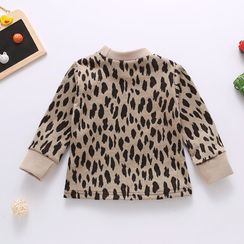 2024 cross-border autumn children's clothing GL2099# yarn-dyed wool leopard rib neckline, cuff single t factory outlet - Image 4