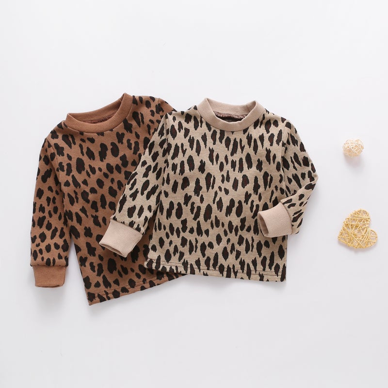 2024 cross-border autumn children's clothing GL2099# yarn-dyed wool leopard rib neckline, cuff single t factory outlet - Image 2