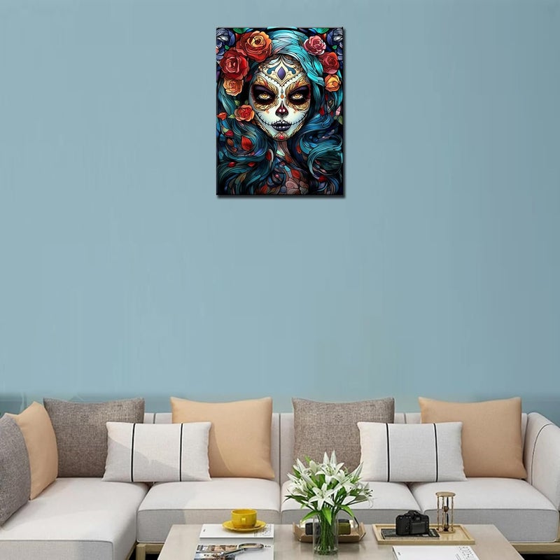 Tucocoo Sugar Skull Girl Diamond Painting DIY 5D Fashion Skeleton Makeup Numbering KitDay of Dead Artwork Red Rose Wall Art Crystal Rhinestone Embroidery Picture Home Decor Adults Boho Gift12Wx 16H - Image 4