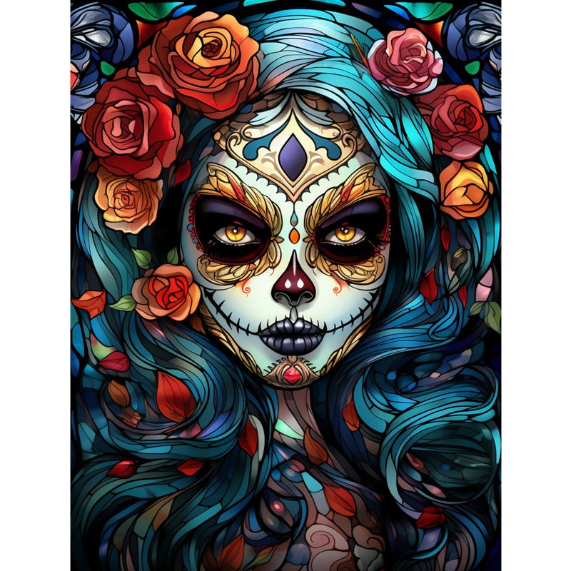 Tucocoo Sugar Skull Girl Diamond Painting DIY 5D Fashion Skeleton Makeup Numbering KitDay of Dead Artwork Red Rose Wall Art Crystal Rhinestone Embroidery Picture Home Decor Adults Boho Gift12Wx 16H - Image 3