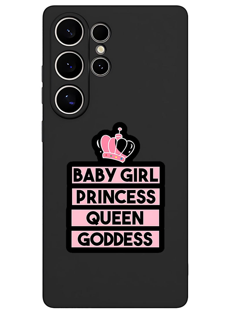 Theodor Protective Slim Fit Case Liquid Silicone Cover with Full Body Protection Anti-Scratch Shockproof Case For Samsung Galaxy S25 Ultra (Black) - Baby Girl Princess - Image 1
