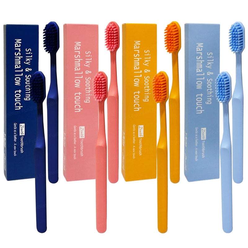 FunBlast Tooth Brush Set - Tooth Brush Combo Pack of 8 Pcs; Tooth brush for Kids & Adults, Super Soft Bristles for Sensitive Teeth, Manual Toothbrush for Kids & Adults (Multicolour) - Image 1