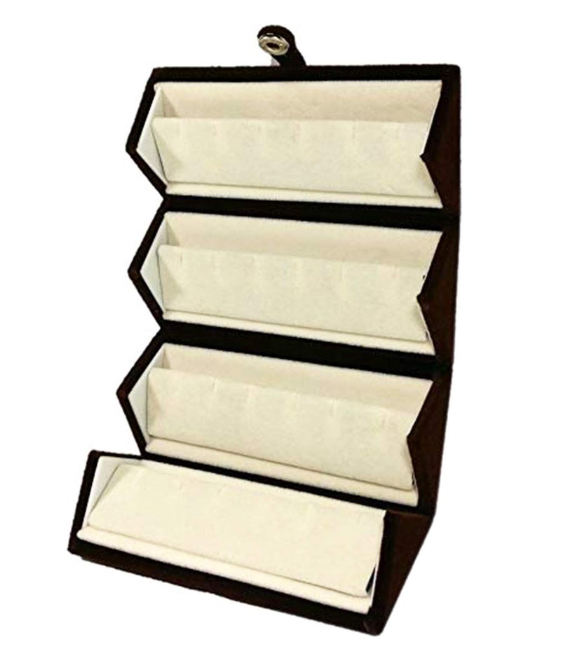 atorakushon® Velvet Combo Jewellery Box Ring Box Earrings Necklace Organizer For Women's Set of 4 (Cream) - Image 3