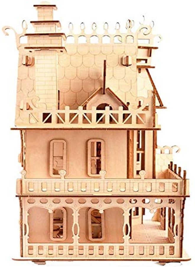 CUTEROOM 3D Wooden Puzzle House, Fantasy Villa Model Kit DIY Miniature Dolls House Kits Birthday Gift for Adults Teens (Fantasy Villa) - Image 4