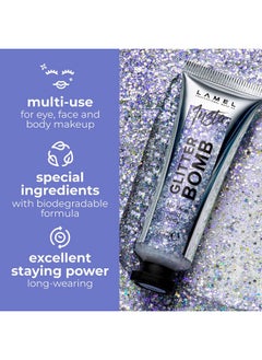 LAMEL Insta Glitter Bomb: Quick-Dry Holographic Face & Body Glitter Gel | Long-Lasting Shine & Effortless Removal | Perfect Face Glitter Makeup & Body, Hair Shimmer | Vegan & Cruelty Free -0.67 Fl.Oz  - Image 2