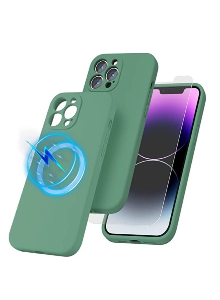 ELTRAZONE iPhone 14 Pro Max + 2 Pack Tempered Glass Screen Protector Magsafe Case Silicone Phone Case with Microfiber Lining for iPhone 14 Pro Max 6.7 inch 2022 - Image 1