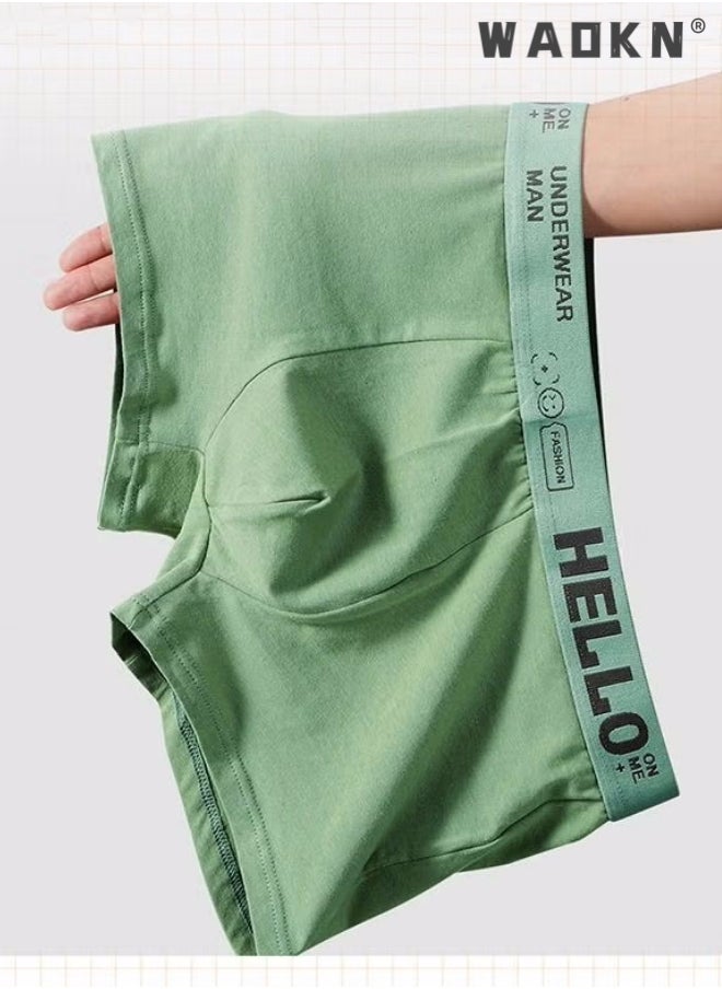 WAOKN - Men Boxers 4 Pack Set Trend Men's Teenage Boys Underwear Breathable Cotton Short Briefs High Elastic Classic Elastic Waistband Underpants Comfortable Breathable Fashion Boys Panties Underwear - Image 1