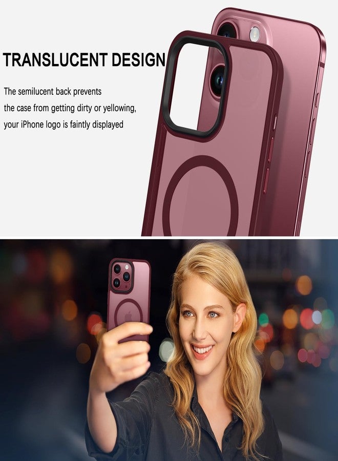 بنتوبين جراب BENTOBEN لهاتف iPhone 15 Pro Max، غطاء حماية شفاف غير لامع رفيع مقاوم للصدمات للرجال والنساء لهاتف iPhone 15 Pro Max مقاس 6.7 بوصة، لون أحمر خمري - Image 4