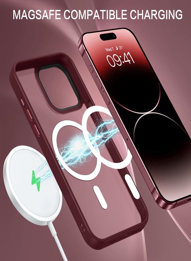 بنتوبين جراب BENTOBEN لهاتف iPhone 15 Pro Max، غطاء حماية شفاف غير لامع رفيع مقاوم للصدمات للرجال والنساء لهاتف iPhone 15 Pro Max مقاس 6.7 بوصة، لون أحمر خمري - Image 5