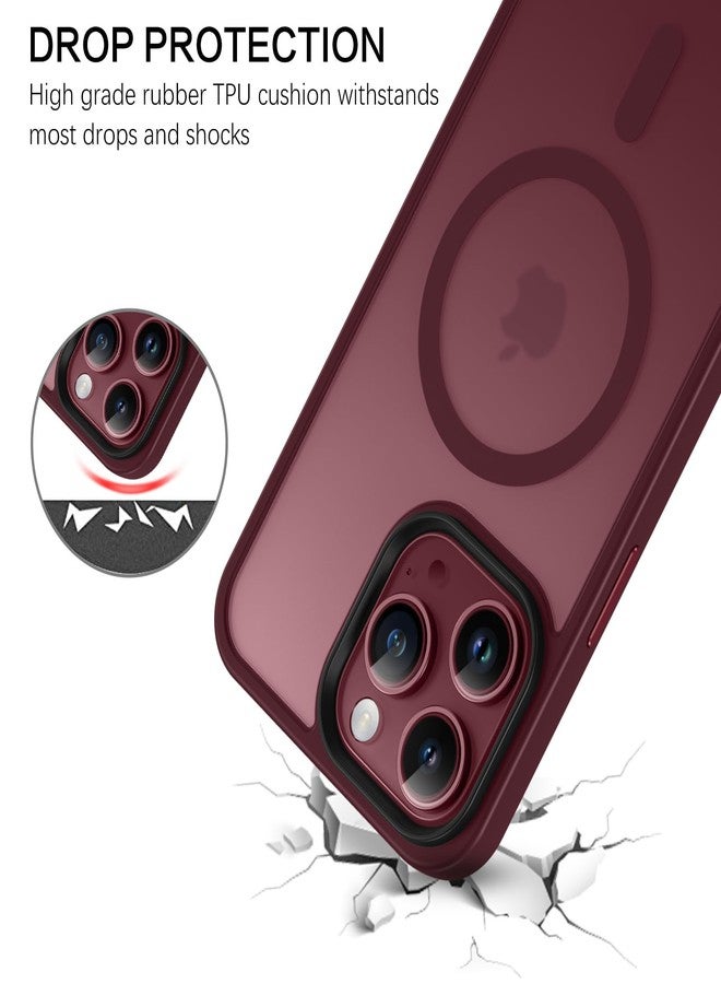 بنتوبين جراب BENTOBEN لهاتف iPhone 15 Pro Max، غطاء حماية شفاف غير لامع رفيع مقاوم للصدمات للرجال والنساء لهاتف iPhone 15 Pro Max مقاس 6.7 بوصة، لون أحمر خمري - Image 2