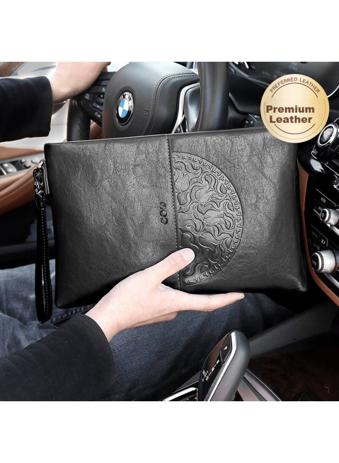 Cow Men's Business Clutch Casual Large Capacity Wallet New Style Hand Clutch C-9898 Model A - Image 1