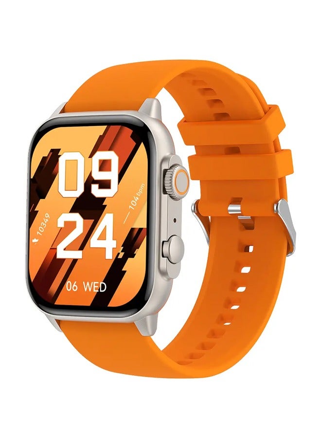 HK HK95 Biggest Display Smart Watch with Bt Calling Wireless Charge Fitness Health Tracking Sports Tracking Camera & Music Control Smartwatch 1.96 Inch Display SmartWatch Orange - Image 1