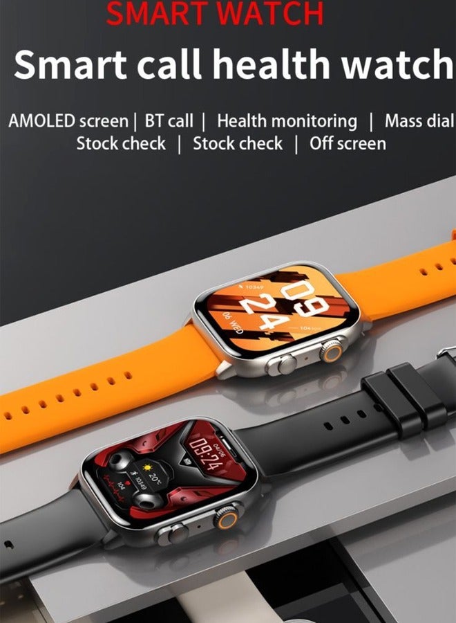 HK HK95 Biggest Display Smart Watch with Bt Calling Wireless Charge Fitness Health Tracking Sports Tracking Camera & Music Control Smartwatch 1.96 Inch Display SmartWatch Orange - Image 2
