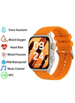 HK HK95 Biggest Display Smart Watch with Bt Calling Wireless Charge Fitness Health Tracking Sports Tracking Camera & Music Control Smartwatch 1.96 Inch Display SmartWatch Orange  - Image 3