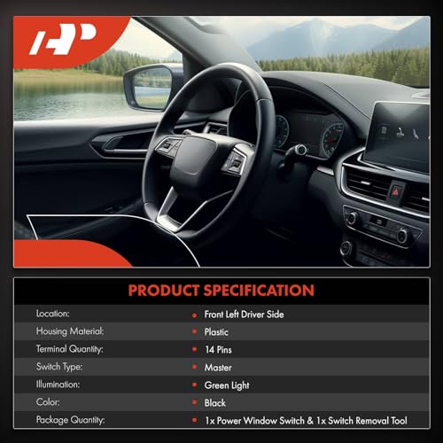 A-Premium Front Driver Side Electric Master Power Window Switch Compatible with Mitsubishi Galant 2007-2012, Endeavor 2007-2011, Lancer 2004-2007, Montero 2005-2006, Replace# MR587943 - Image 2