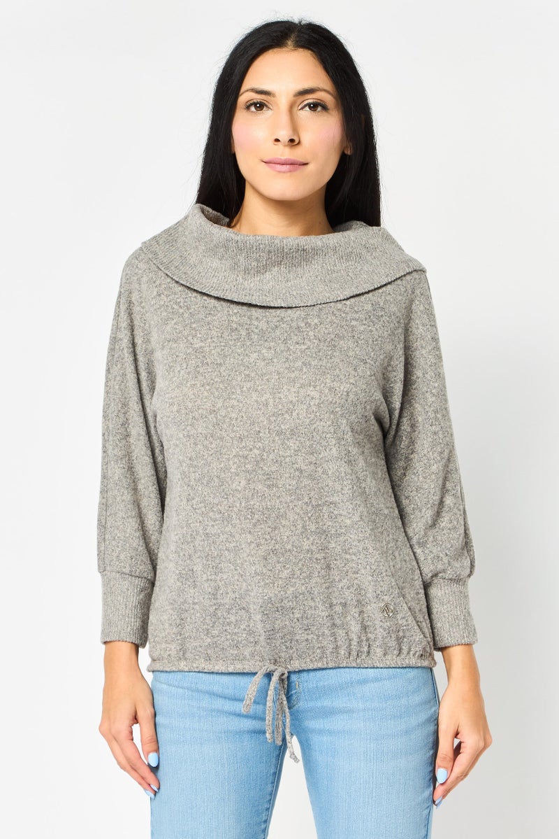 ADRIENNE VITTADINI Women Turtle Neck Heather Sweater, Drak Grey - Image 1
