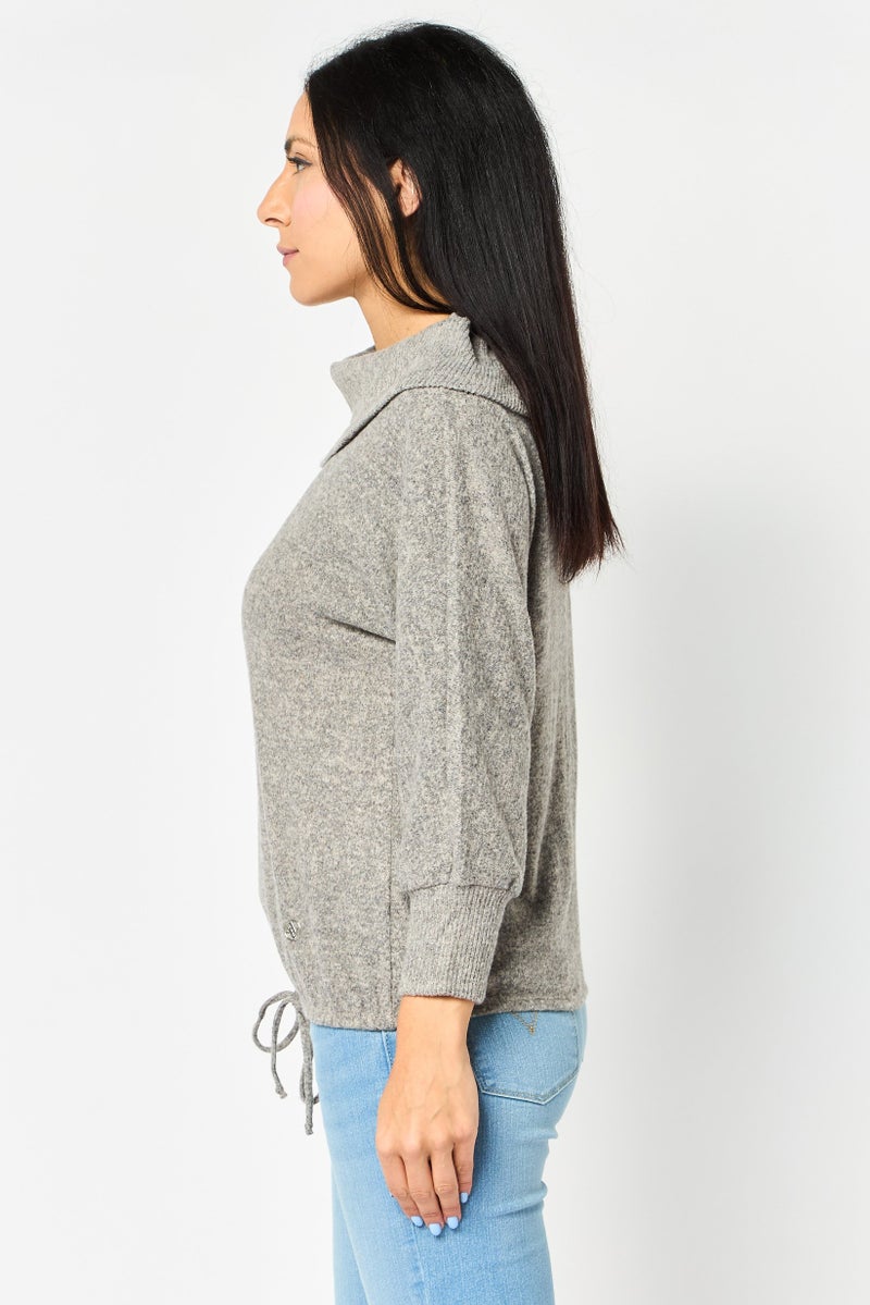 ADRIENNE VITTADINI Women Turtle Neck Heather Sweater, Drak Grey - Image 3
