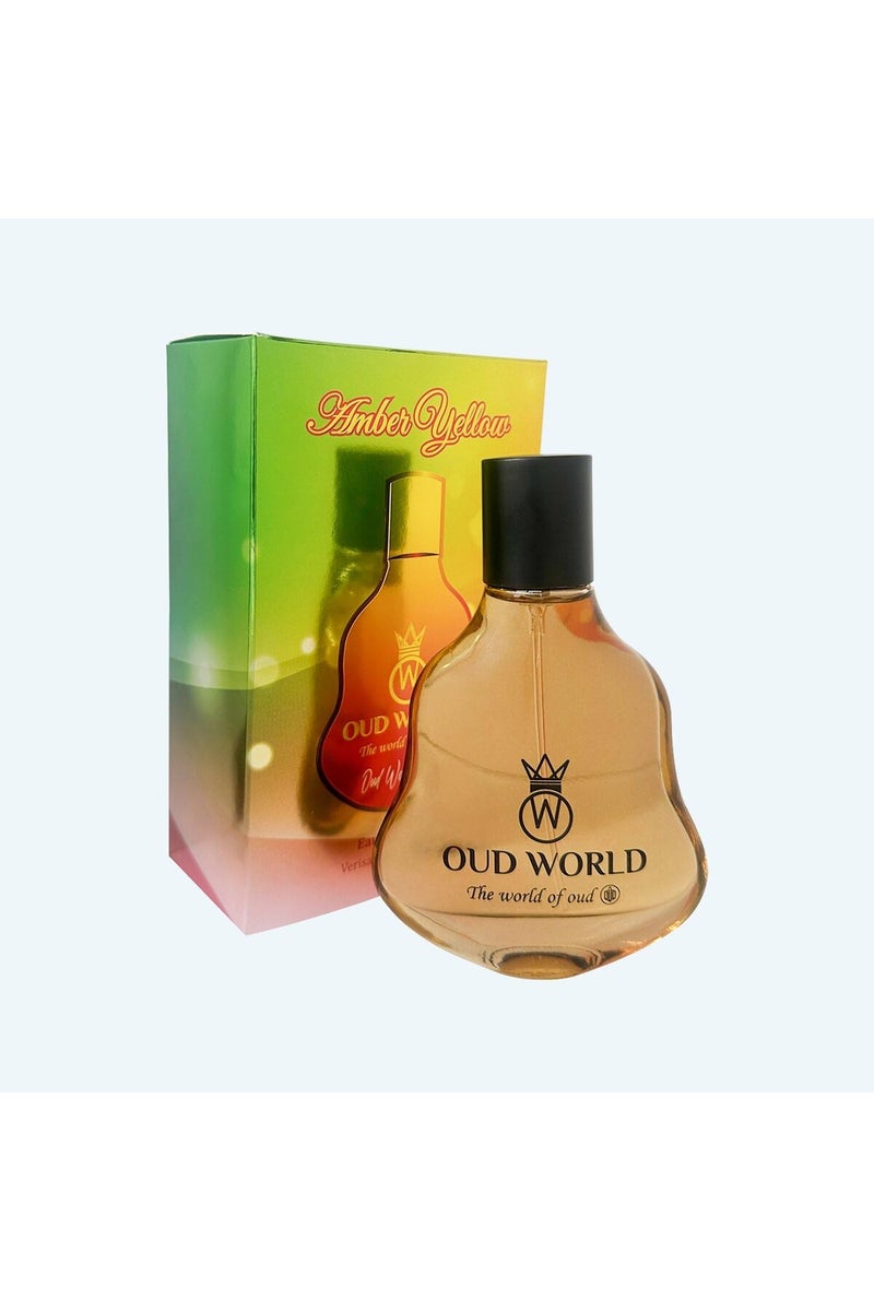 OUD WORLD Vibe Collection Amber Yellow Luxury Niche Perfume | Long-Lasting Fruity Floral & Woody Fragrance | Unisex Scent with Premium Notes | Arabian Oud Inspired Elegance Perfume 50ml - Image 1