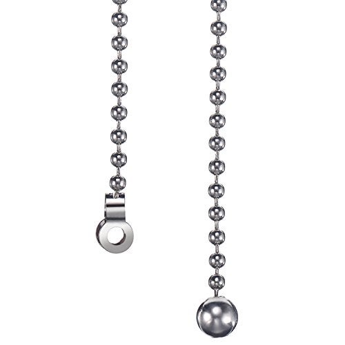 HESTYA 1 Meter Length Ceiling Fan Light Pull Cord Ball Beaded Metal Pull Chain Extension with Connector, 4 Sets (Silver) - Image 2
