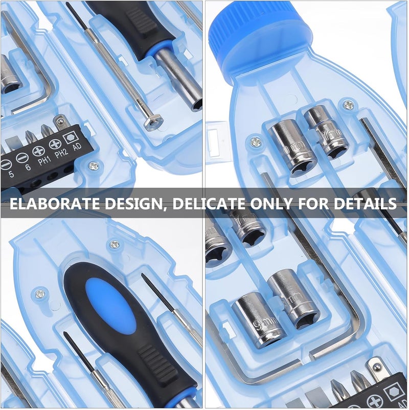 Artibetter Bottle-design Screwdriver Kit with Sky-blue Plastic Case, Precision Hand Tool Set for Home Repairs and Electronics, - Image 3