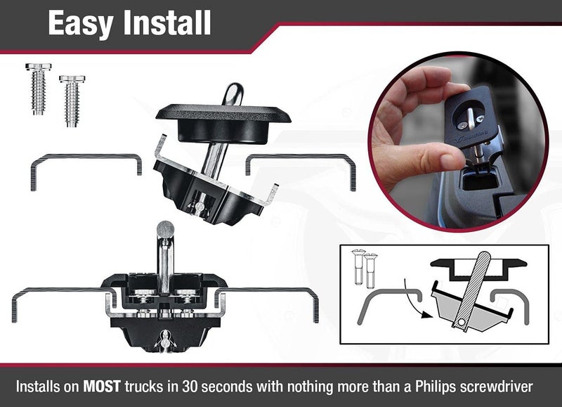 Bull Ring Raised Fit Retractable Truck Bed Tie Down Anchors for '98-14 Ford F150, '98-16 Ford Super Duty, '99-13 Chevrolet Silverado & GMC Sierra, '95-08 Dodge RAM (1 Pair) - Image 5