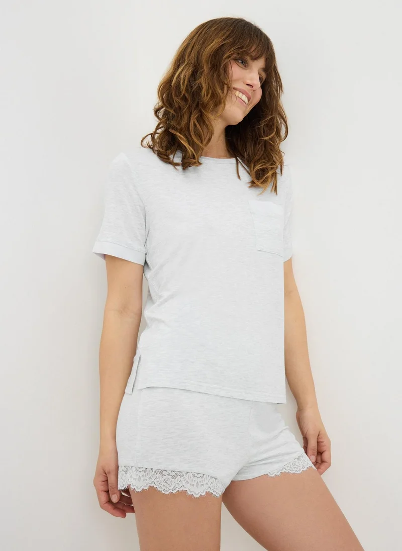 ماتلان Grey Lace Pyjama Shorts