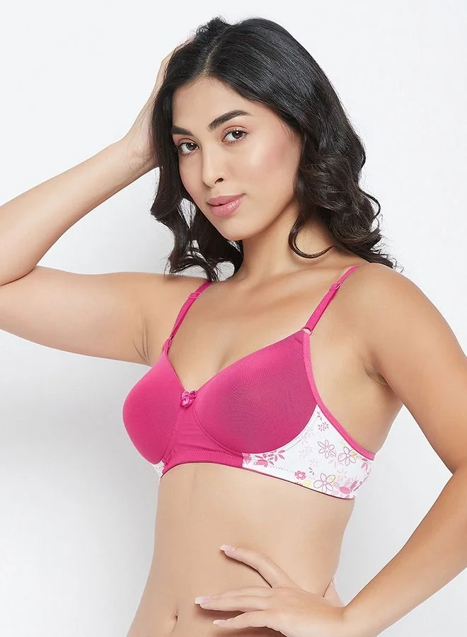 كلوفيا Clovia Padded Non-Wired Full Cup T-shirt Bra in Pink
